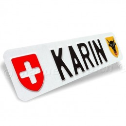 Targa svizzera personalizzata con il tuo nome KARIN