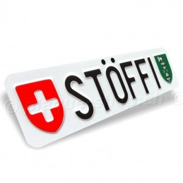 Targa svizzera personalizzata con il tuo nome STÖFFI