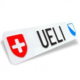 Plaque d'immatriculation fantaisie, imprimée à votre nom UELI